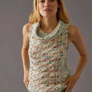 Anthropologie Pilcro The Cowlneck Sweater Tank Top Sleeveless size Medium Cream